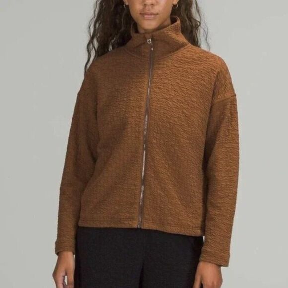 Lululemon Rippled Full Zip Textured Stretch Jacket Copper Brown Women's Size 6 - Picture 1 of 9